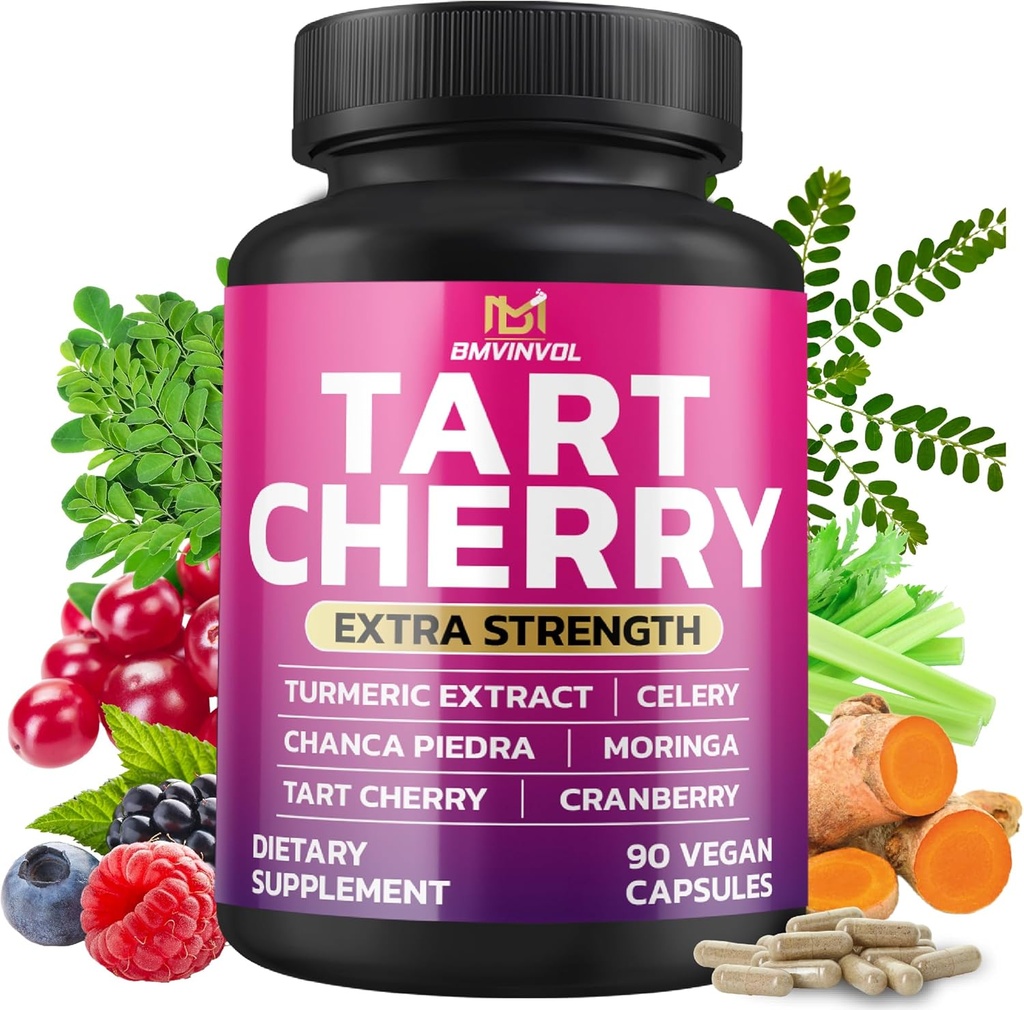 BMVINVOL Tart Cherry 20:1 Extract - Plus Moringa, Chanca Piedra, Celery, Cranberry Extract και περισσότερα - 90 κάψουλες - 3 Μήνες προμήθεια