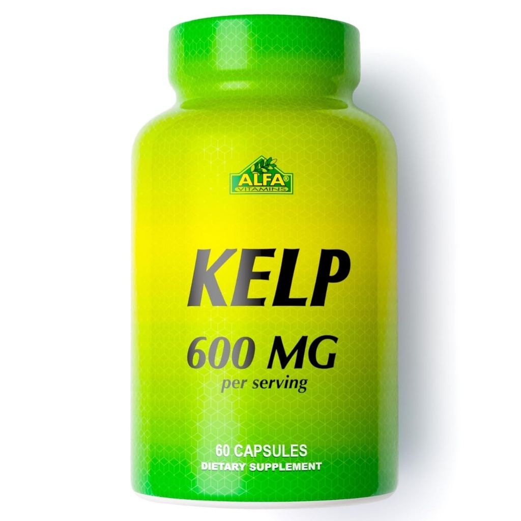 ALFA VITAMINS Kelp Supplement, 600mg of Natural Seaweed Kelp (Ascophyllum Nodosum), Rich in Iodine & Fucoidan, Supports Thyroid & Metabolic Function, Daily Vitamins for Wellness, Non GMO, 60 Tablets
