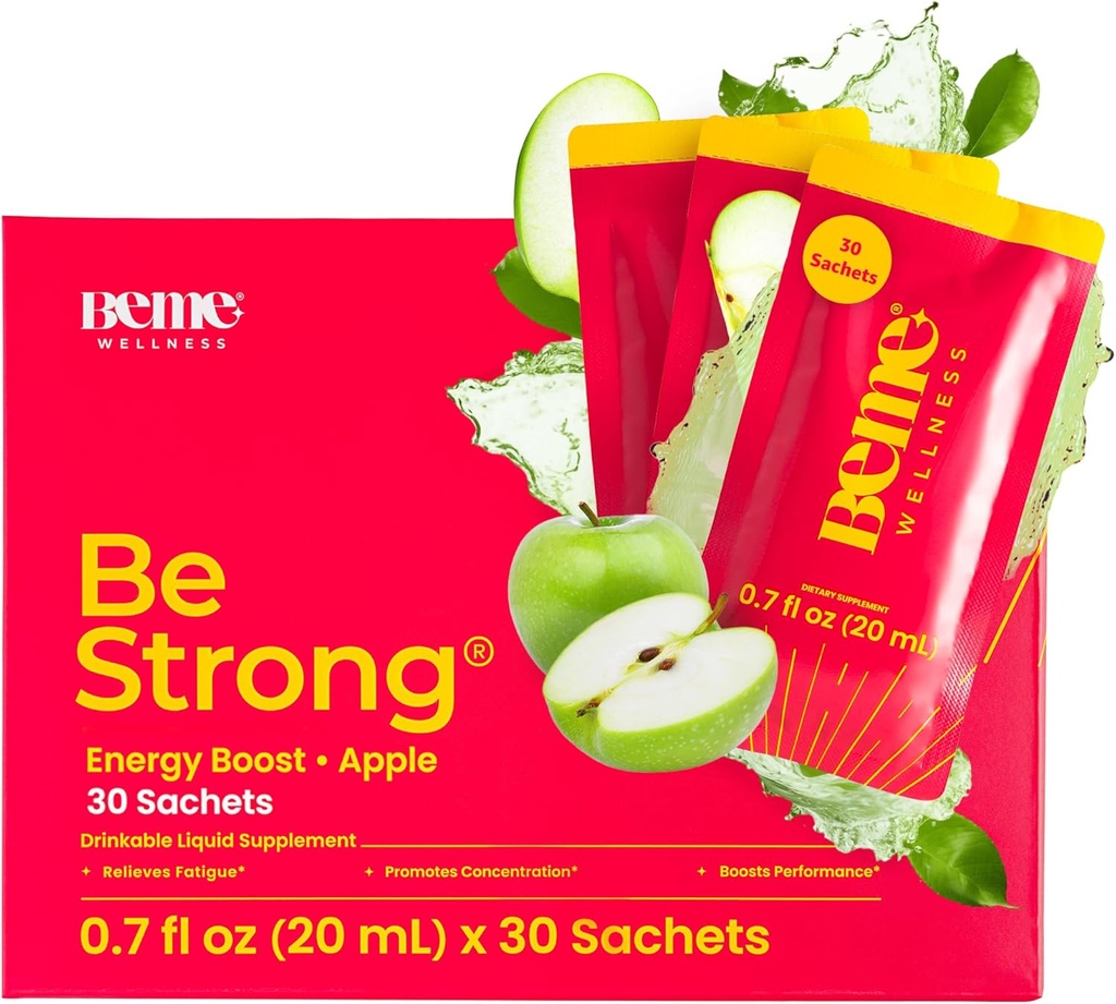 BeMe Βιταμίνη Β12 Liquid Shot, BeStrong - Βιταμίνη Β 12 Drinkable Liquid Supplement Supports Energy Boost, Focus, & Focus - Guarana, Taurine, & Collagen Συμπληρώματα Προώθηση της αποκατάστασης (30 φακελάκια)