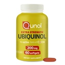 Qunol 200mg Ubiquinol, Ισχυρό Αντιοξειδωτικό για την καρδιά και την αγγειακή υγεία, Απαραίτητο για την παραγωγή ενέργειας, Φυσικό συμπλήρωμα Active Form of CoQ10, 60 Count