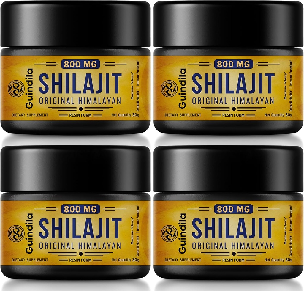 800mg Shilajit Supplement-Shilajit Pure Himalayan Organic Shilajit Resin with Maximum Potency,Original from Himalayan with 85+Trace Minerals & Fulvic Acid for Focus & Energy,Immunity,4 Packs