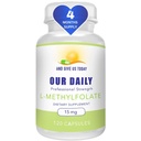ΚΑΙ ΔΩΣΕ ΜΑΣ ΣΗΜΕΡΑ ΤΟ DAILY L-Methylfolate 15 mg / 15000 mcg Μέγιστη Δύναμη Ενεργό Φολικό, 5-MTHF, Filler Free, Gluten Free, Μη-GMO, Κάψουλες χορτοφάγων (4 Μήνες Προσφορά) (120)