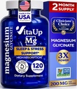 Μαγνήσιο Γλυκινικό 200mg - USA Made Magnesium Supplement for Sleep, Heart, Bones, Μεταβολισμός Υποστήριξη - Υψηλή απορρόφηση Μαγνήσιο Διγλυκινικό Κάψουλες - 120 Vegan Chelated Caps