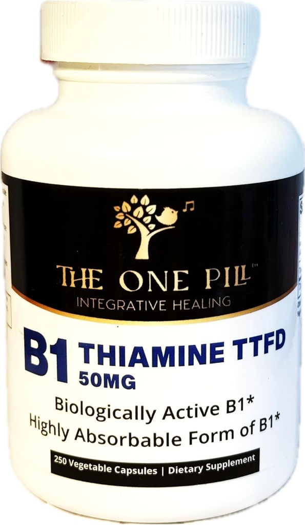 Vitamine B1 Thiamine TTFD, Thiamine Tetrahydrofurfuryl Disulfide, 50mg-250Capsules,Vegan,Non GMO,No Artificial fillers or Stearate additives.