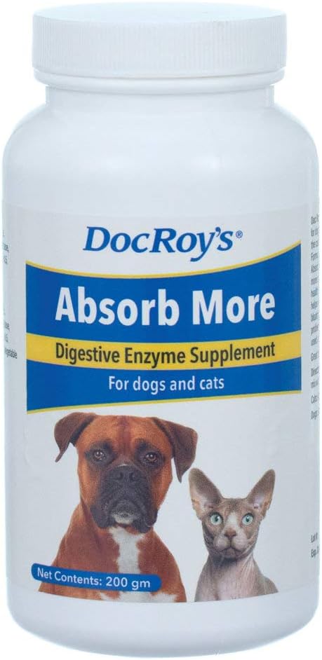 Doc Roy's Absorb More - Digestive Enzyme Supplement- for Dogs & Cats - 200gm Granules