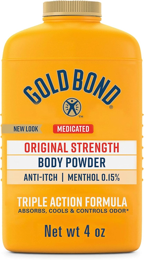 Gold Bond Medicated Original Strength Body Powder, 4 oz., Talc-free, Anti-Itch, Απορροφήσεις & Cools