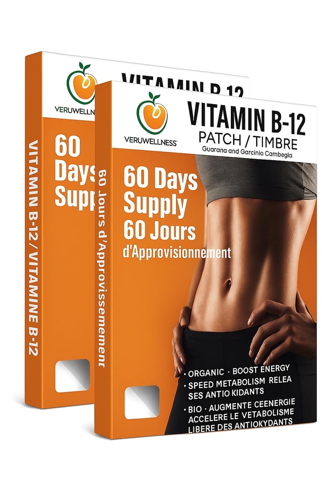 Veru Wellness B12 Patch - Ενέργεια Boost (2-πακέτο) – 120 Ημέρα B12 Patch - Χωρίς καφεΐνη