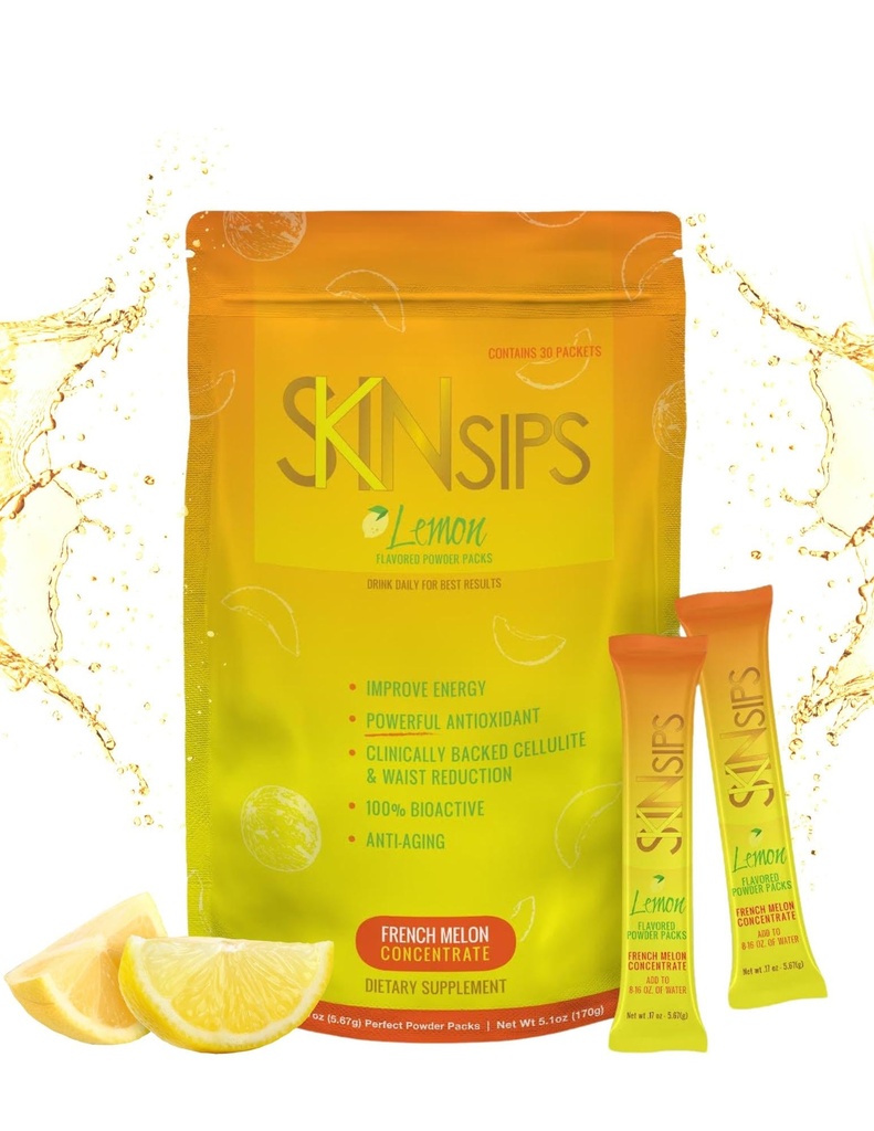 Skin Health & Energy Boost Drink Mix- Χωρίς ζάχαρη, SOD B (TM), Αντιοξειδωτικά από το Γαλλικό Melon συμπυκνωμένο, On The Go Stick Packs, Λεμόνι, 30 Pack