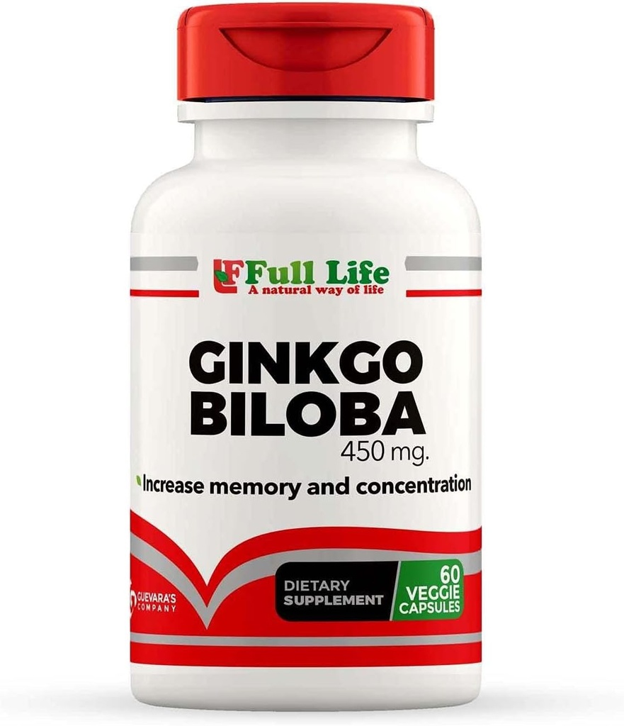 Κάψουλες Ginkgo Biloba Full Life - Βότανο συμπλήρωμα - 60 Veggie κάψουλα 450mg.