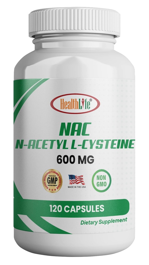 HealthLife N-Acetyl L-Cysteine (NAC) 600mg, 120 κάψουλες - Μη ΓΤΟ, Χωρίς γλουτένη, 120 μερίδες