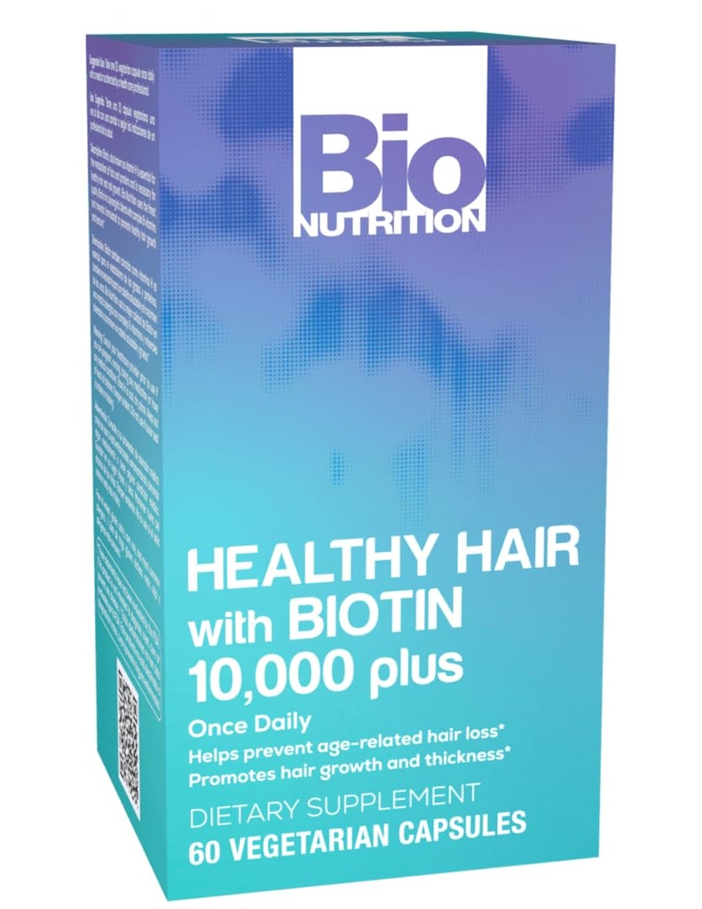 Bio Διατροφή υγιής υποστήριξη μαλλιών με Biotin 60 κάψουλες χορτοφαγικών 