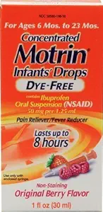 Motrin Pain Reliever/Fever Reducer Infants' Drops Concentrated Dye-Free Berry Flavor (Pack of 2) by Motrin