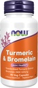 NOW Συμπληρώματα τροφίμων, Turmeric & Bromelain (Standardized Turmeric Extract) με Bromelain 2400 GDU/g, 90 κάψουλες Veg