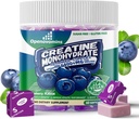 Creatine Monohydrate Soft Chews Complex 6400mg για άνδρες και γυναίκες -Προηγμένη Φόρμουλα W/L-Taurine + Βιταμίνη B12, συμπλήρωμα χωρίς ζάχαρη μασώμενα,60 Blueberry Softchews