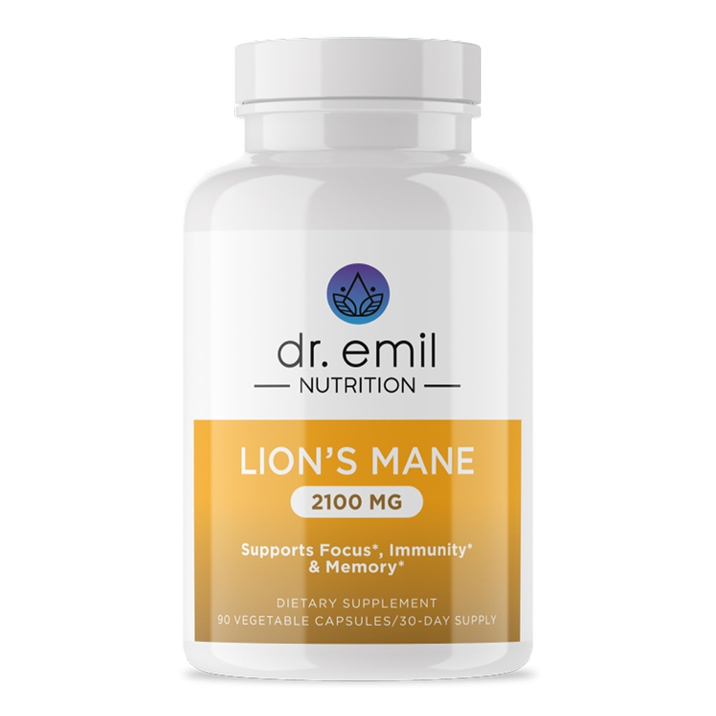 DR. EMIL NUTRITION 2100mg Βιολογικά Λιοντάρια Συμπληρώματα Καψάκια - Εστίαση, Διανοητική Καθαρότητα & Γνωστοποίηση - Nootropic Lion's Muse Mushroom Supplement with Organic Lions Mane