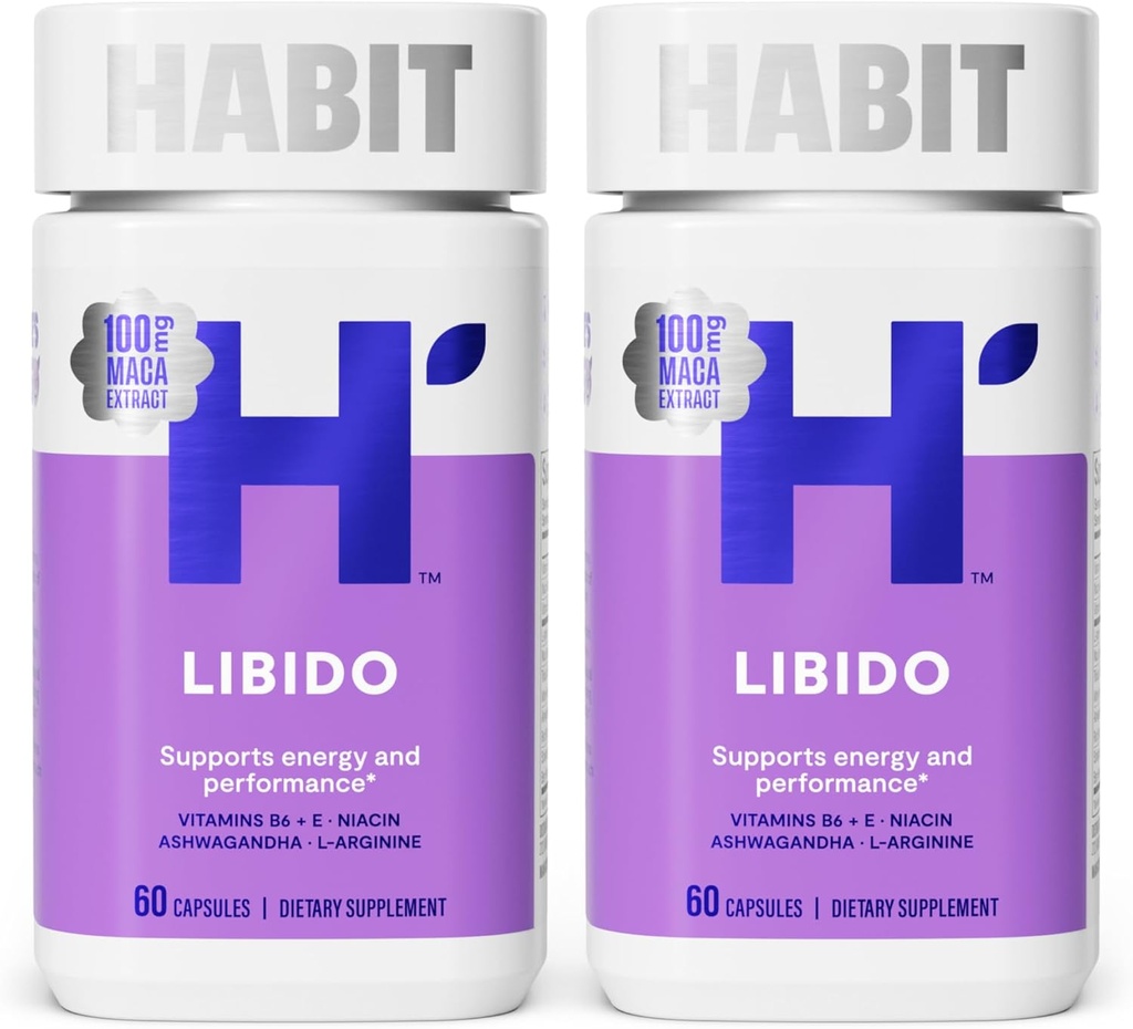 Habit Libido Supplement 2 Pack (120 κάψουλες) - Νέα εμφάνιση, Φυσικό αφροδισιακό μείγμα με Maca, Ashwagandha L-αργινίνη, υποστηρίζει την ενέργεια και την απόδοση, Vegan, μη ΓΤΟ