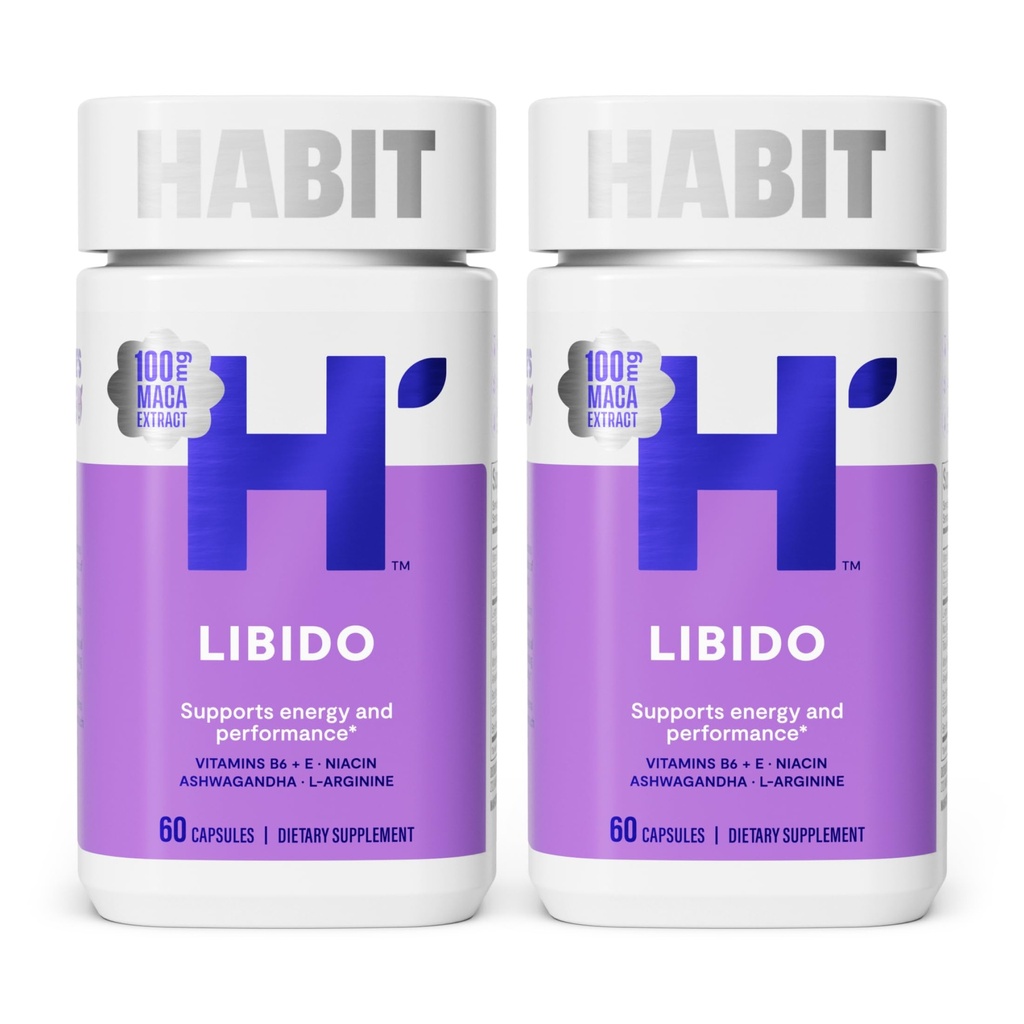 Habit Libido Supplement 2 Pack (120 κάψουλες) - Νέα εμφάνιση, Φυσικό αφροδισιακό μείγμα με Maca, Ashwagandha L-αργινίνη, υποστηρίζει την ενέργεια και την απόδοση, Vegan, μη ΓΤΟ