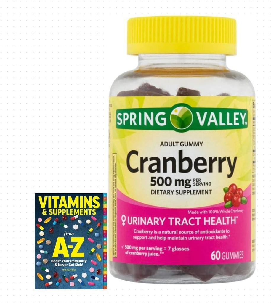 Adventure Home Spring Valley Adult Gummy Cranberry Dietary Supplement, 500 mg, 60 Count+Better Guide Vitamins Supplements