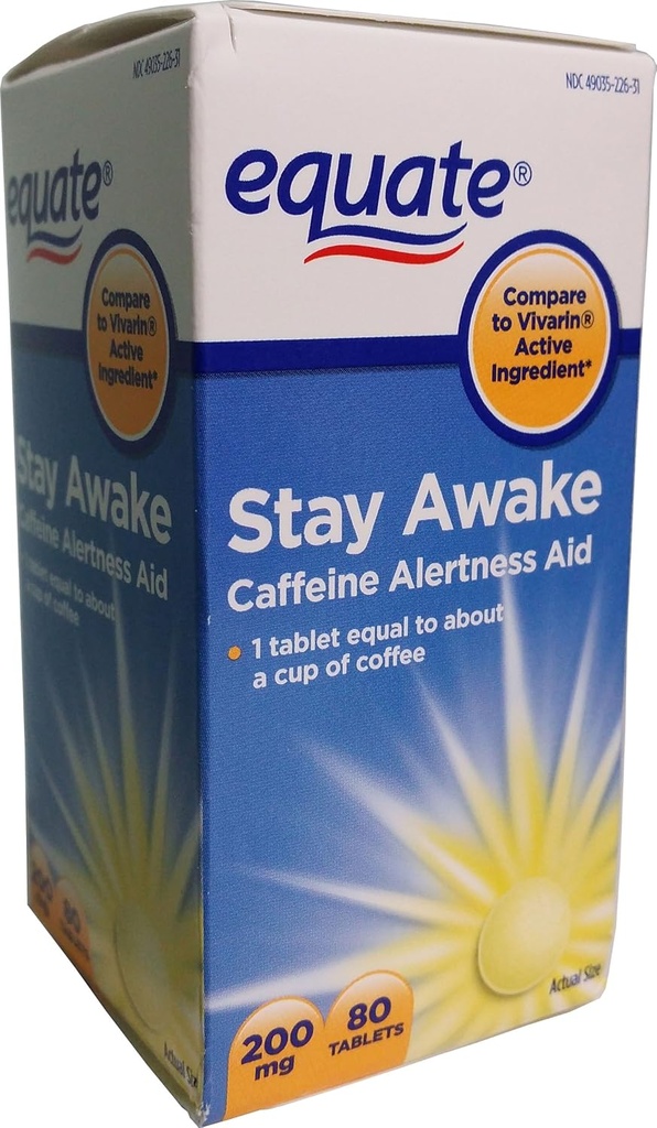 Equate Stay Awake Caffeine Alertness Aid, 80 δισκία, 200 mg