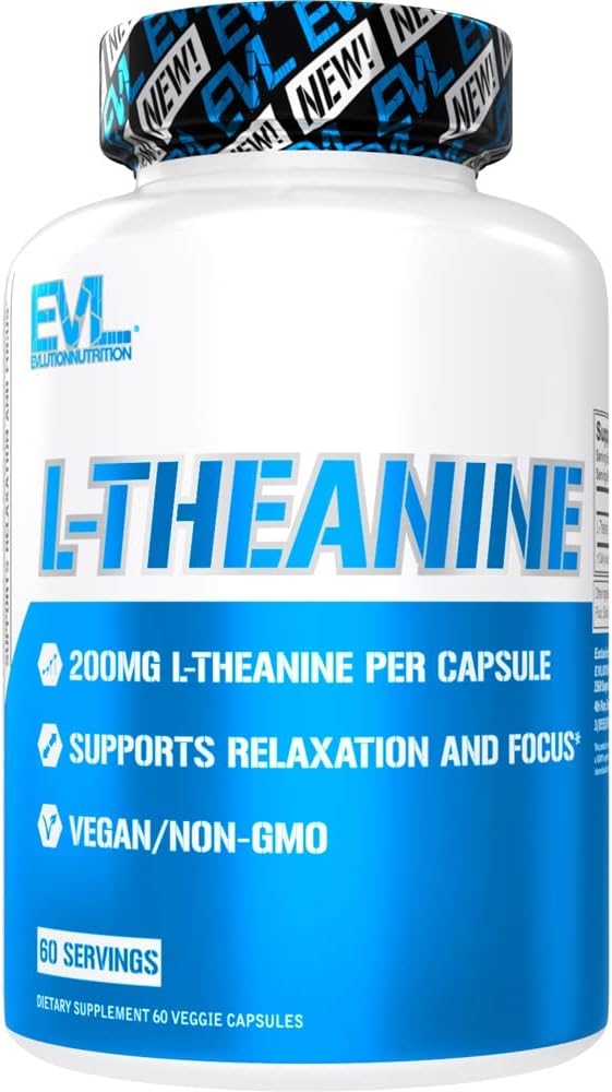 Evlution L Theanine 200mg Κάψουλες για τη διατροφή εστίασης και χαλάρωσης L- θεανίνη 200mg Nootropic συμπλήρωμα για την προσοχή και την ενέργεια - Υποστήριξη Mood ημέρας και Nootropic συμπλήρωμα εστίασης