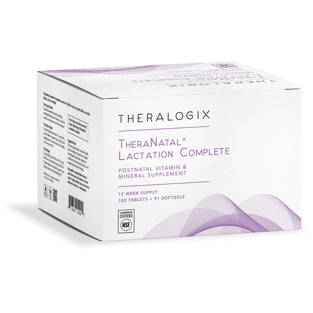 Theralogix TheraNatal Γαλουχία Πλήρης μεταγεννητική βιταμίνη συμπλήρωμα - 13-Εβδομάδα προσφοράς - συμπλήρωμα θηλασμού για γυναίκες - NSF Πιστοποιημένο - 182 δισκία & 91 Softgels