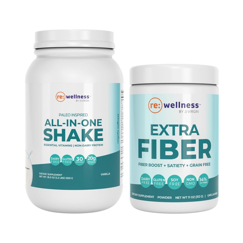 Reignite Wellness από JJ Virgin Vanilla Paleo-Inspired All-in-One Shake και Extra Fiber Powder Συμπλήρωμα