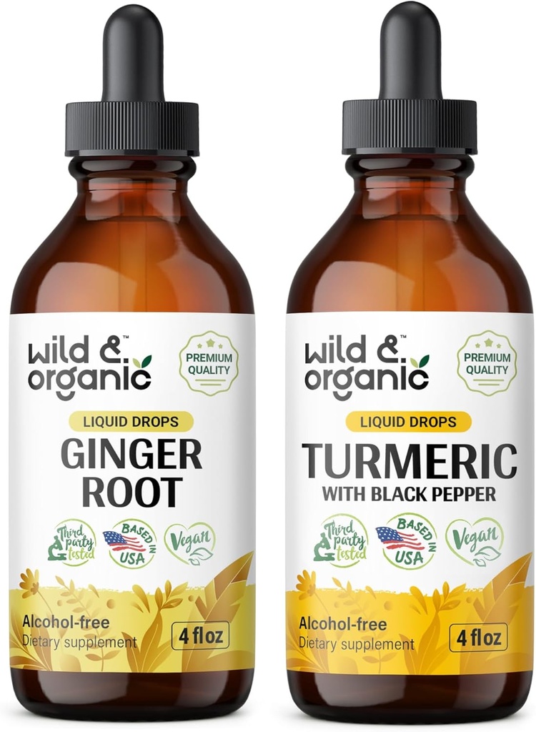 Wild & Organic Ginger Tincture 4 fl oz & Turmeric Tincture 4 fl oz