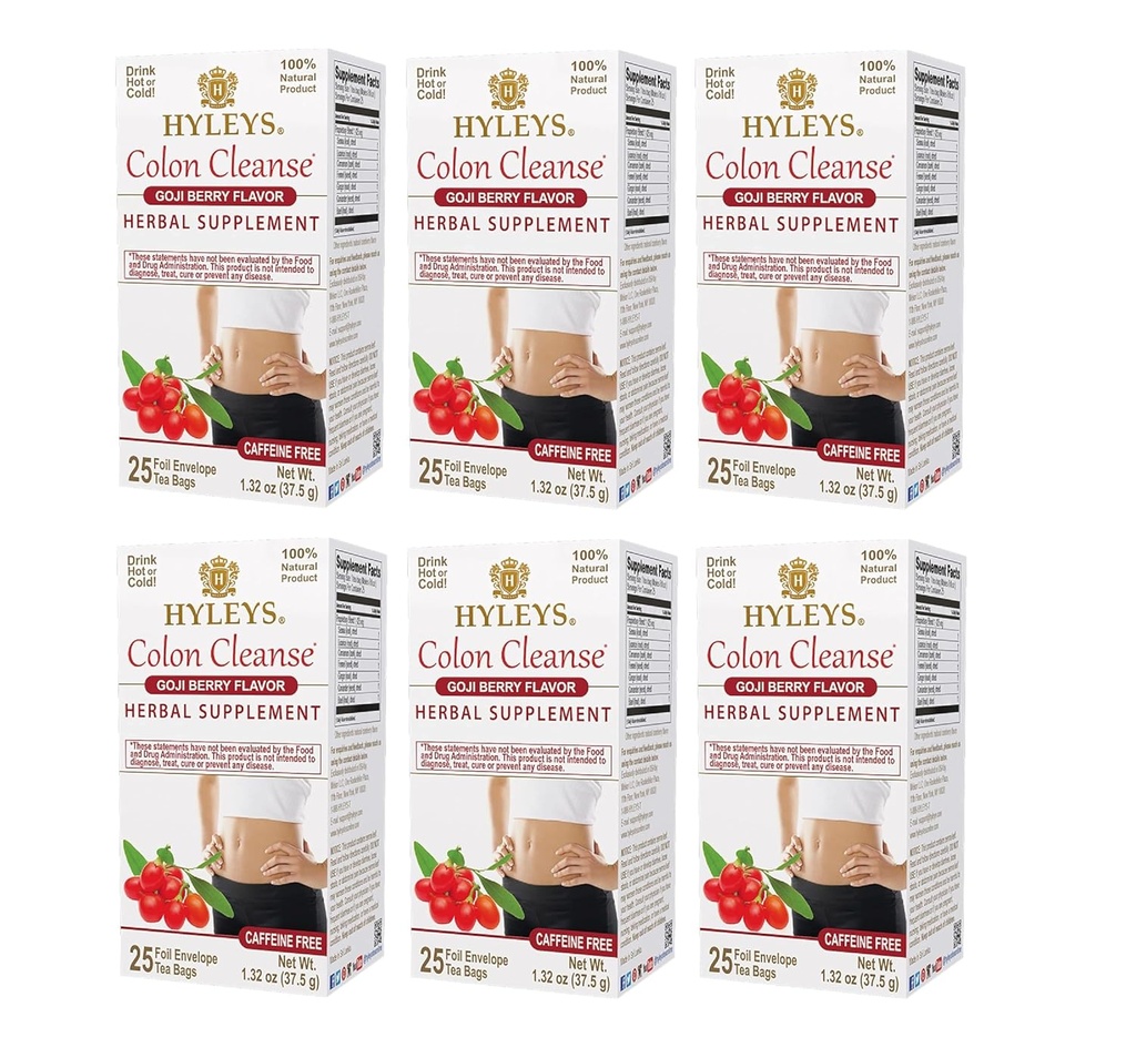 Hyleys Colon Cleanse Tea Goji Berry Flavor (6 Pack - 150 Τσάντες Τσάι Σύνολο)