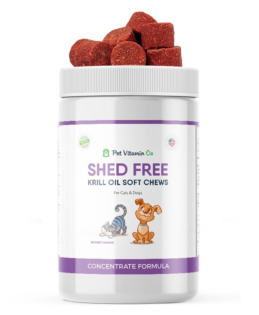 Krill Oil Shed-Free μαλακά μάσημα για σκύλους - Μείωση Shedding & Iching - Πλούσια σε Ωμέγα 3 & Αντιοξειδωτικά - Βελτιώνει το δέρμα & το παλτό - Made in USA - 60 Μαλακά μάσημα