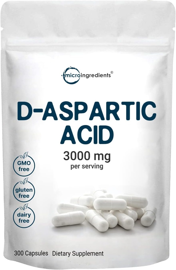 Μικρο συστατικά D-ασπαρτικό οξύ 3.000mg ανά υπηρεσία, 300 κάψουλες 