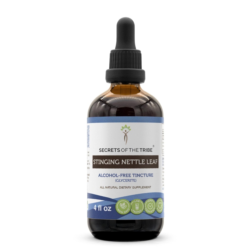 Secrets of the Tribe Stinging Nettle Leaf Alcohol-Free Tincture (Glycerite) 694 mg Stinging Nettle (Urtica Dioica) Dried Leaf (4 Fl Oz) Allergy Relief Supplement