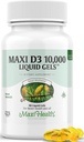 Maxi Health Vitamin D3 10000 IU Softgels συμπλήρωμα - καθαρό VIT D3 για την απορρόφηση ασβεστίου, ανοσοποιητική υγεία και υποστήριξη οστών για ενήλικες γυναίκες & άνδρες - Βιταμίνη D - υγρό D3 10000 IU Softgels (90)