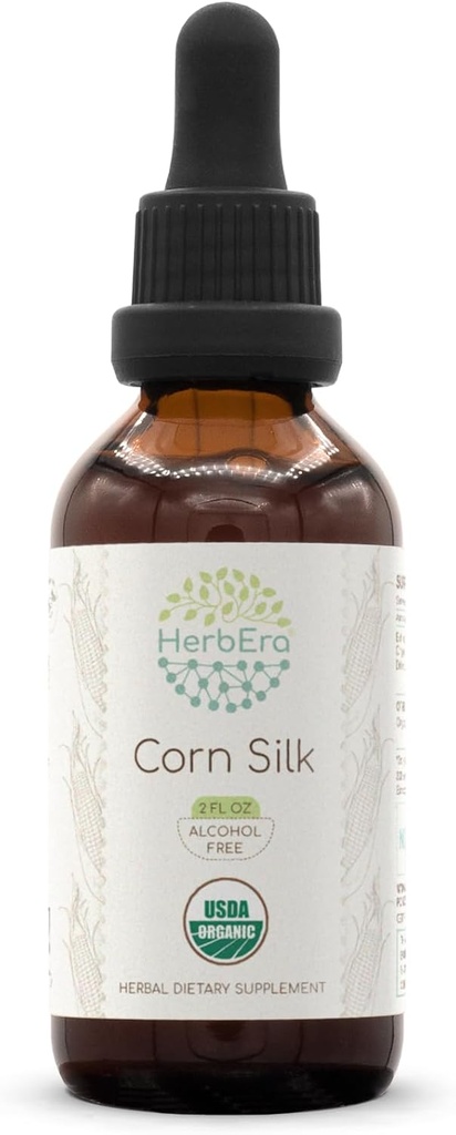 HerbEra Corn Silk B60 εκχύλισμα βότανου χωρίς αλκοόλ USDA Οργανική Βάμμα, Συμπυκνωμένες Υγρές σταγόνες Φυσικό μετάξι καλαμποκιού (Zea Mays) (2 fl oz)