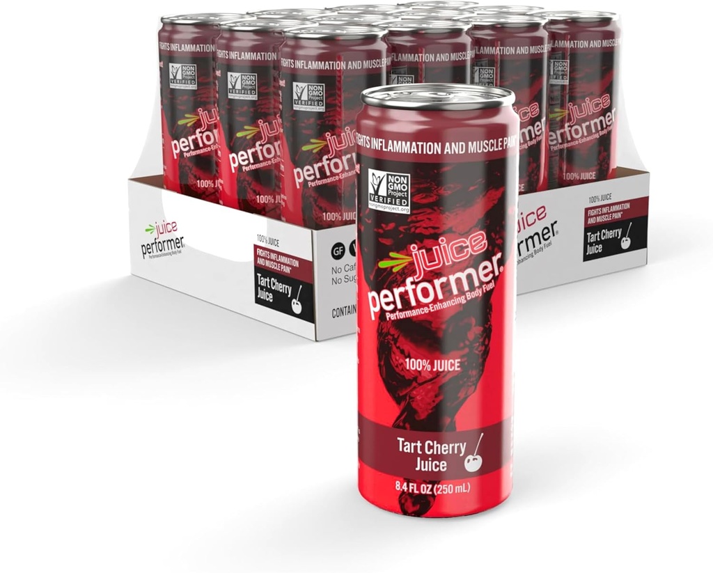 Juice Performer Tart Cherry Juice - 100% Juice for Sleep Support and Enhanced Muscle Recovery - Μετα-επιδόσεις Recovery Drink - Superfood Athletic Fuel 8.4 Fl.Oz. (12 Pk) Χωρίς γλουτένη