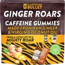Ginger Roars - 60 Ενεργειακά Gummies - Vegan Caffeine Chews Κάθε 33mg, Made with a Tasty, Natural Fiery Kick for βελτιωμένο τρέξιμο, Ποδηλασία, Προεργασία & Εστίαση.