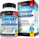 Triple Strength Omega 3 Fish Oil 3000mg - High Potency Omega 3 συμπλήρωμα για γυναίκες και άνδρες, Burpless Lemon Flavor Fish Oil - 2250mg Απαραίτητα λιπαρά οξέα με DHA & EPA, Wild Caught, 90 Softgels