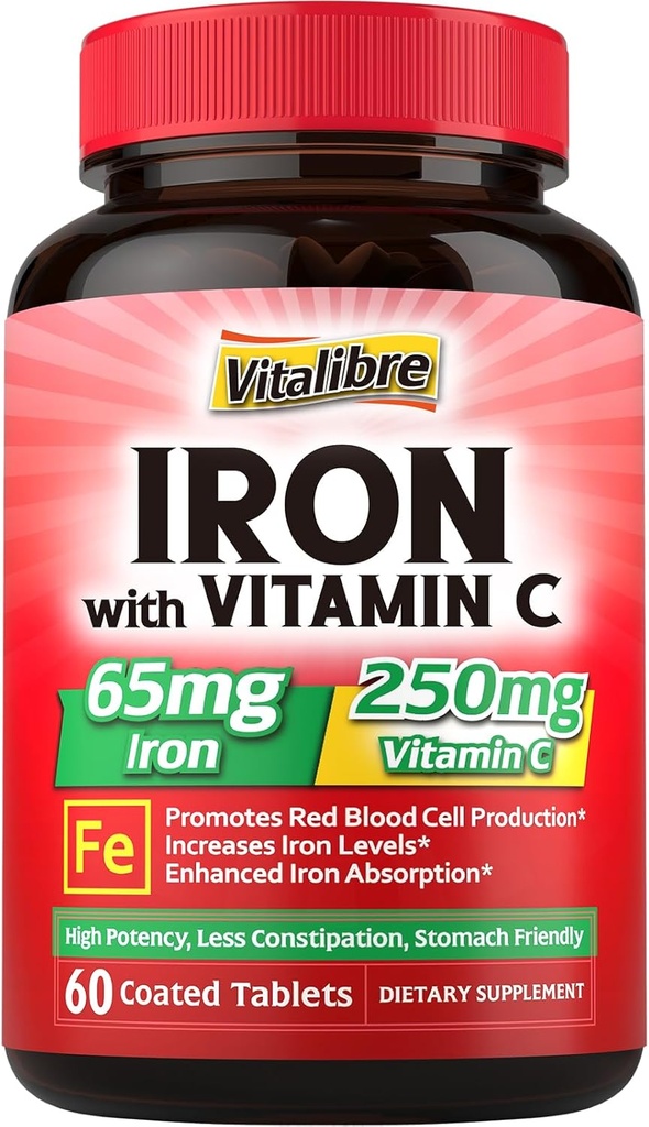 Iron Supplement with Vitamins C for Iron Deficiency & Magnesium Complex 10 in 1 for Magnesium Deficiency