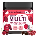 Llama Naturals Πολυβιταμίνη για γυναίκες και άνδρες, Vegan, Βιολογικά Gummies με βιταμίνη D, C και K, Ενήλικες Πραγματικές Βιταμίνες Gummy Φρούτων, Chewable Multivitamin Supplement, Δεν Προστέθηκε ζαχαροκάλαμο, Cherry, 120 Ct