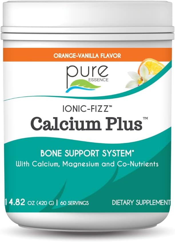 Ionic Fizz Calcium Plus by Pure Essence - Perfect Calcium/Magnesium Ratio with Vitamin A, B, C, D and Pastium Strong Bones - Orange Vanilla - 14,82 oz