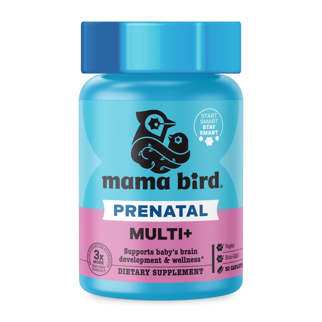 Best Nest Wellness Mama Bird Prenatal Multi Plus - Prenatal Care Supplement Υποστηρίζει το Brain & Digestive Health - Vegan Multivitamin με L-Methylfolate, Probiotics & More - 30 Caplets (30 Services)