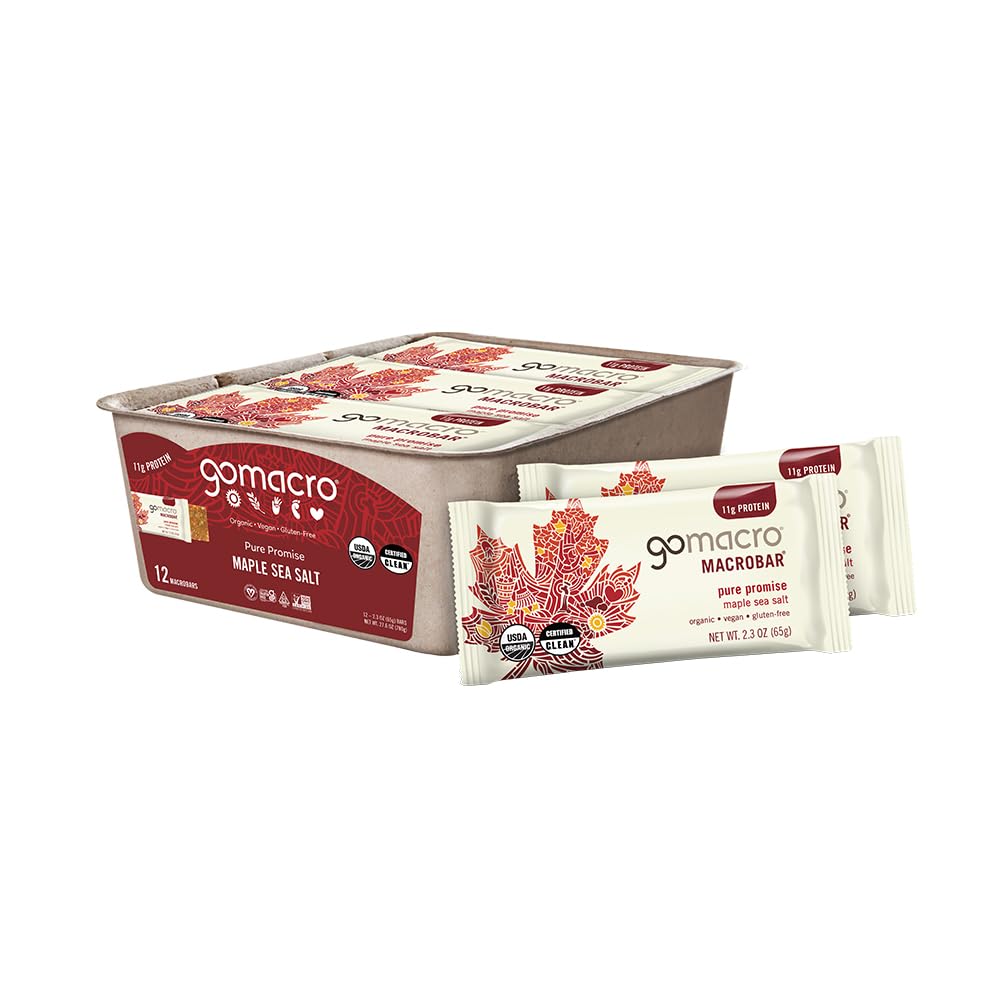 GoMacro MacroBar Organic Vegan Protein Bars - Αλάτι θάλασσας σφενδάμου (2,3 μπαρ ουγγιάς, 12 κόμης)