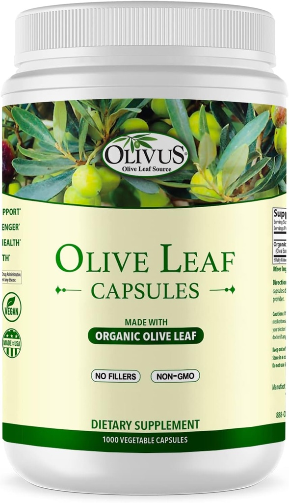 Καψάκια Olive Leaf Μαζική 1000 Ct - 550 mg Καψάκια Φυτικών - Καθαρή Βιολογική Σκόνη Ελιάς Χωρίς Γέμισμα - Συμπλήρωμα Αντιοξειδωτικών Υποστήριξης Ανοσοποιητικών