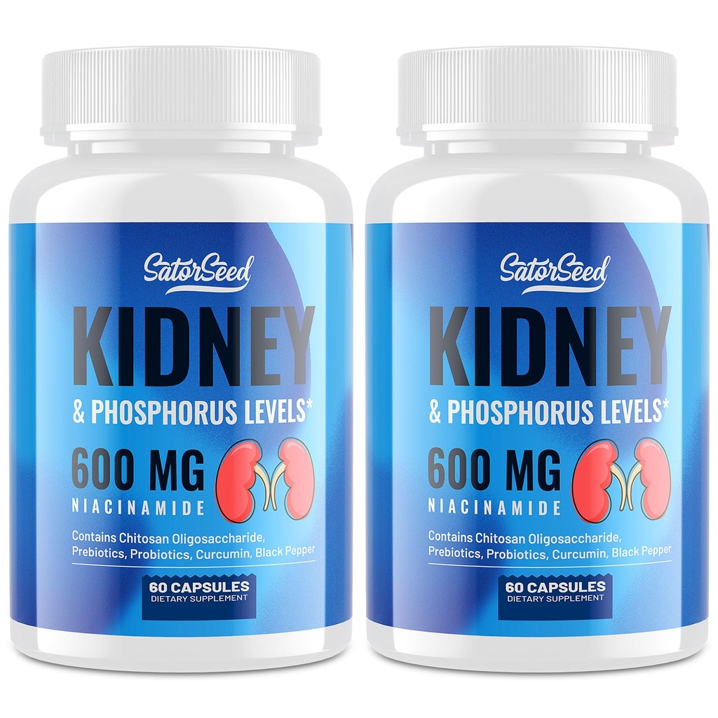 Συμπλήρωμα υποστήριξης για τα νεφρά – Kidney Cleanse Detox με 600mg Νιακιναμίδης & Chitosan Ολιγοσακχαρίτες – Phosphorus- Consciious Formula – Κάψουλες χορτοφάγων για ενήλικες – 2 Φιάλες