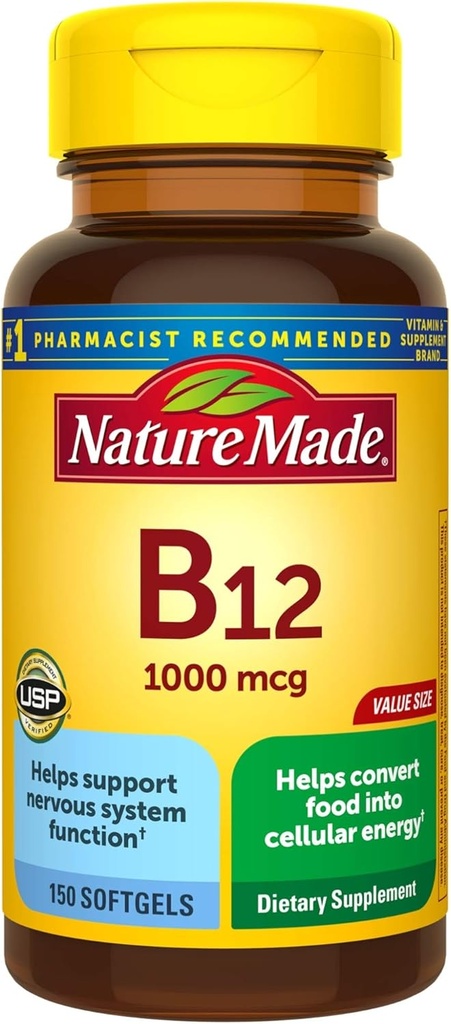 Βιταμίνη B12 1000 mcg Softgels, 150 μετρώντας το μέγεθος της αξίας