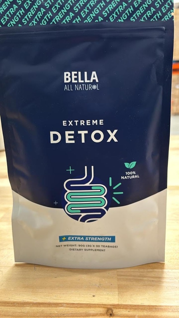 Bella All Natural Extreme Detox Tea - Καθαριστικό σώματος, Καθαριστής του παχέος εντέρου & Detox, Φυσικά βότανα, 3.17 ουγγιά