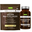 Vegan Vanilla Collagen Protein Powder + Astaxanthin Complex Vegan Bundle, Collagen Boosting Formula + Natural 4mg H. Pluvialis Astaxanthin for Hair, Skin & Nails, by Igennus
