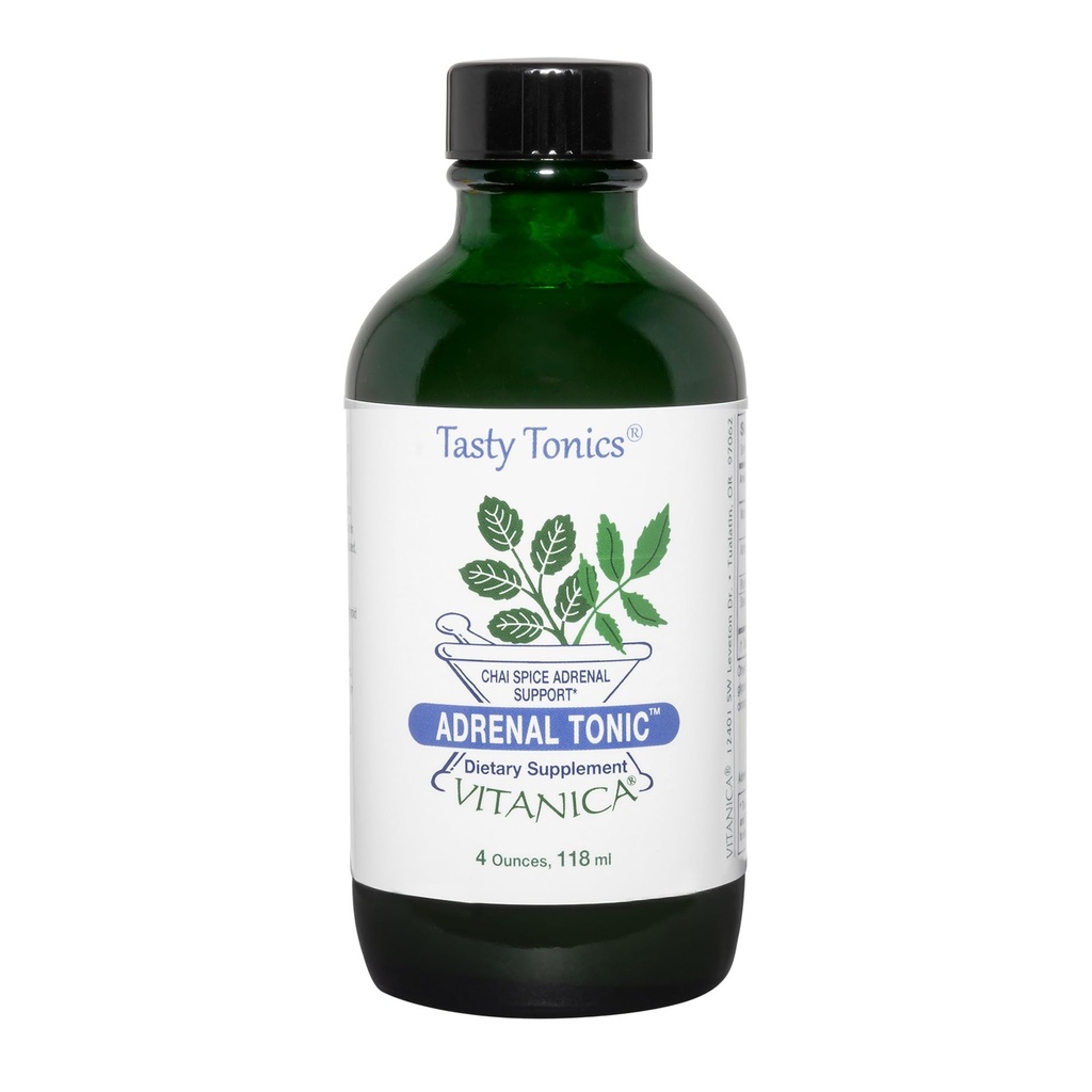 Vitanica Adrenal Tonic, Adrenal συμπλήρωμα και υποστήριξη, Χωρίς αλκοόλ, Vegan/Vegetarian, Chai Spice Flavor, 4 ουγγιά