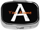 Custom Square Pill Box με τον καθρέφτη Εξατομικευμένο Photo Text Logo Name Travel Small Pill Case 2 Compartment Προσαρμοσμένη Φορητή Μεταλλική Ιατρική Container Vitamin Organizer για Pocket Purse (Name)