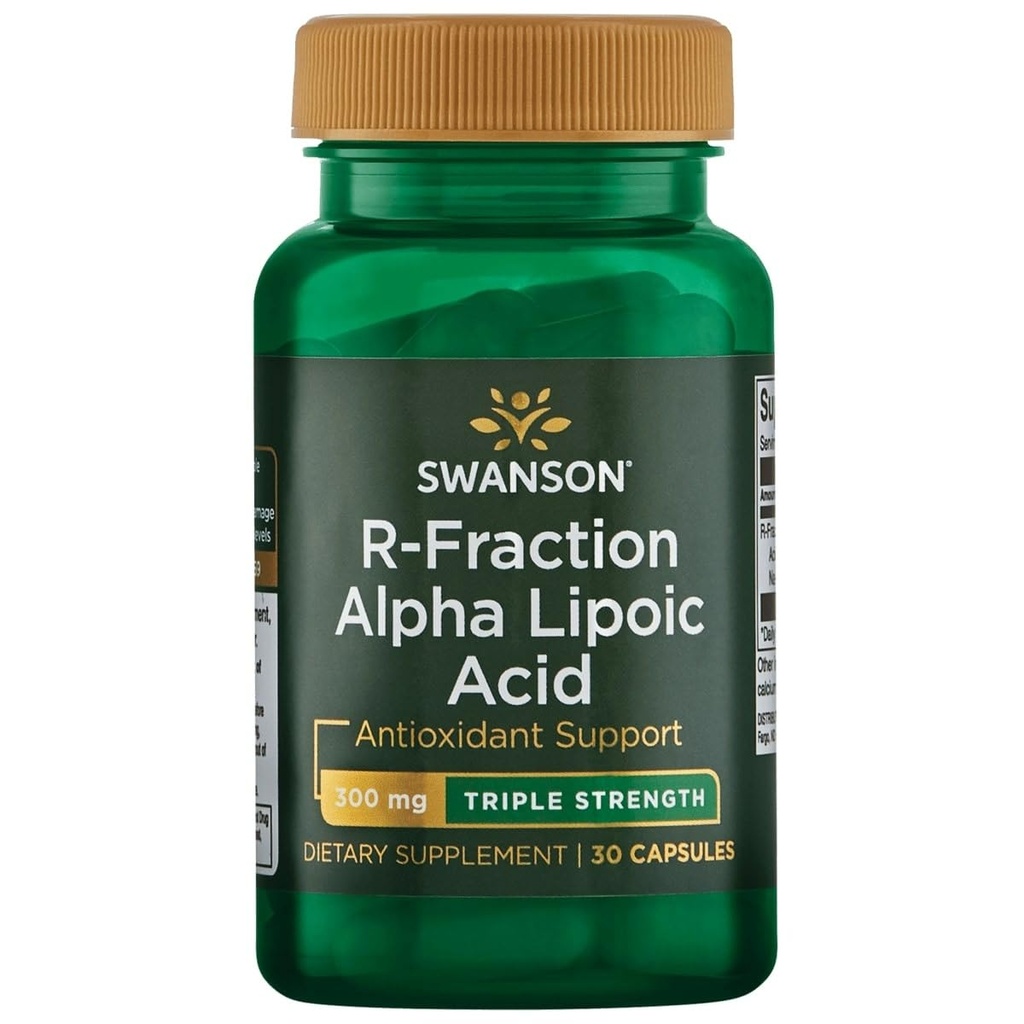 Swanson Triple Strength R-Fraction Alpha Lipoic Acid - Προάγει την Υγιεινή Πίεση του Αίματος & Παρέχει Βασικά Θρεπτικά Ουσίες - (30 Κάψουλες, 300mg Καθένα)