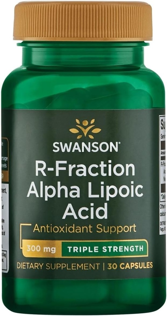 Swanson Triple Strength R-Fraction Alpha Lipoic Acid - Προάγει την Υγιεινή Πίεση του Αίματος & Παρέχει Βασικά Θρεπτικά Ουσίες - (30 Κάψουλες, 300mg Καθένα)